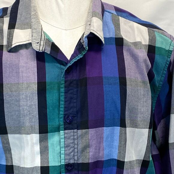 Threads & Heirs Plaid Shirt Men's Size X-Large Multicolor Long Sleeve Button Up - Picture 2 of 10